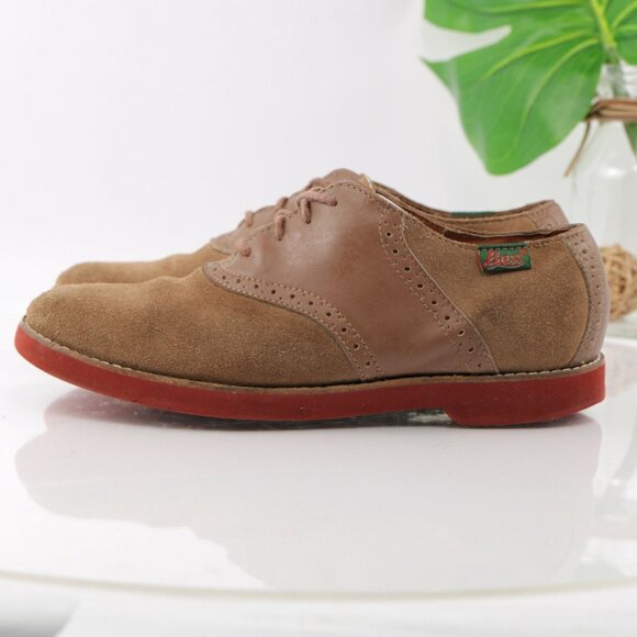 GH Bass Mens Saddle Oxford Size 7.5 Tan Camel Suede Leather Gum Sole Casual Shoe - Picture 7 of 12